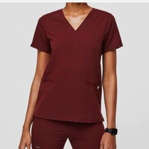 Figs Burgundy Casma Scrubs Top